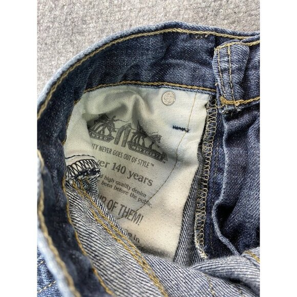 Levi's 514 Jeans Men’s 29x30.5 Blue Slim Straight Denim Distressed Uneven Fade - Picture 9 of 15